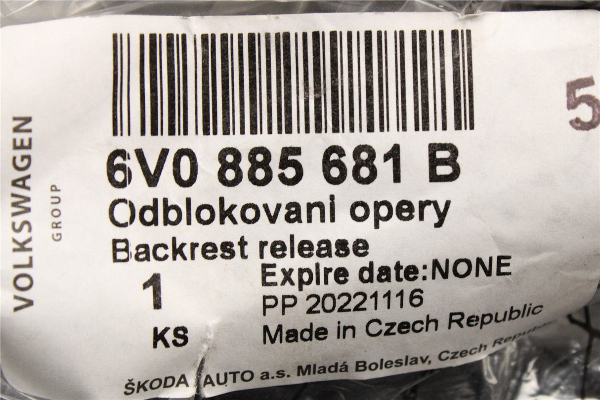 Skoda Fabia 2015-on rear seat backrest lock (left) 6V0885681B