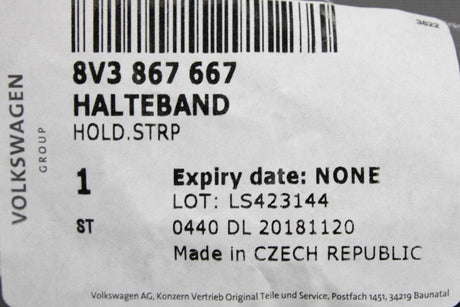 Audi A3 S3 8V 13-20 Parcel shelf hold strap with buffer (left) 8V3867667
