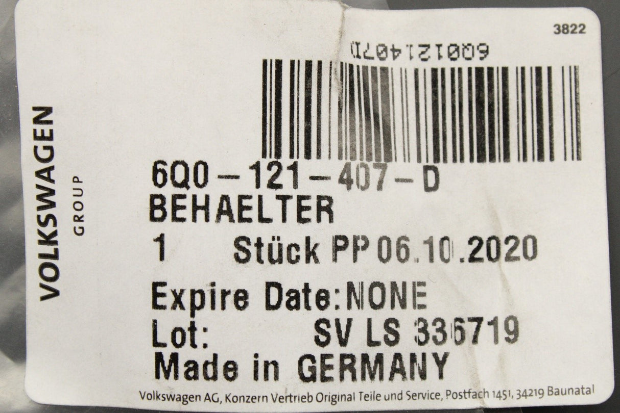 VW Polo Audi A1 Skoda Rapid SEAT coolant expansion tank 6Q0121407D