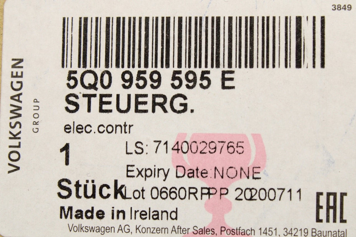 VW Passat Tiguan Audi A3 Q2 RS3 13-on rear door control unit 5Q0959595E