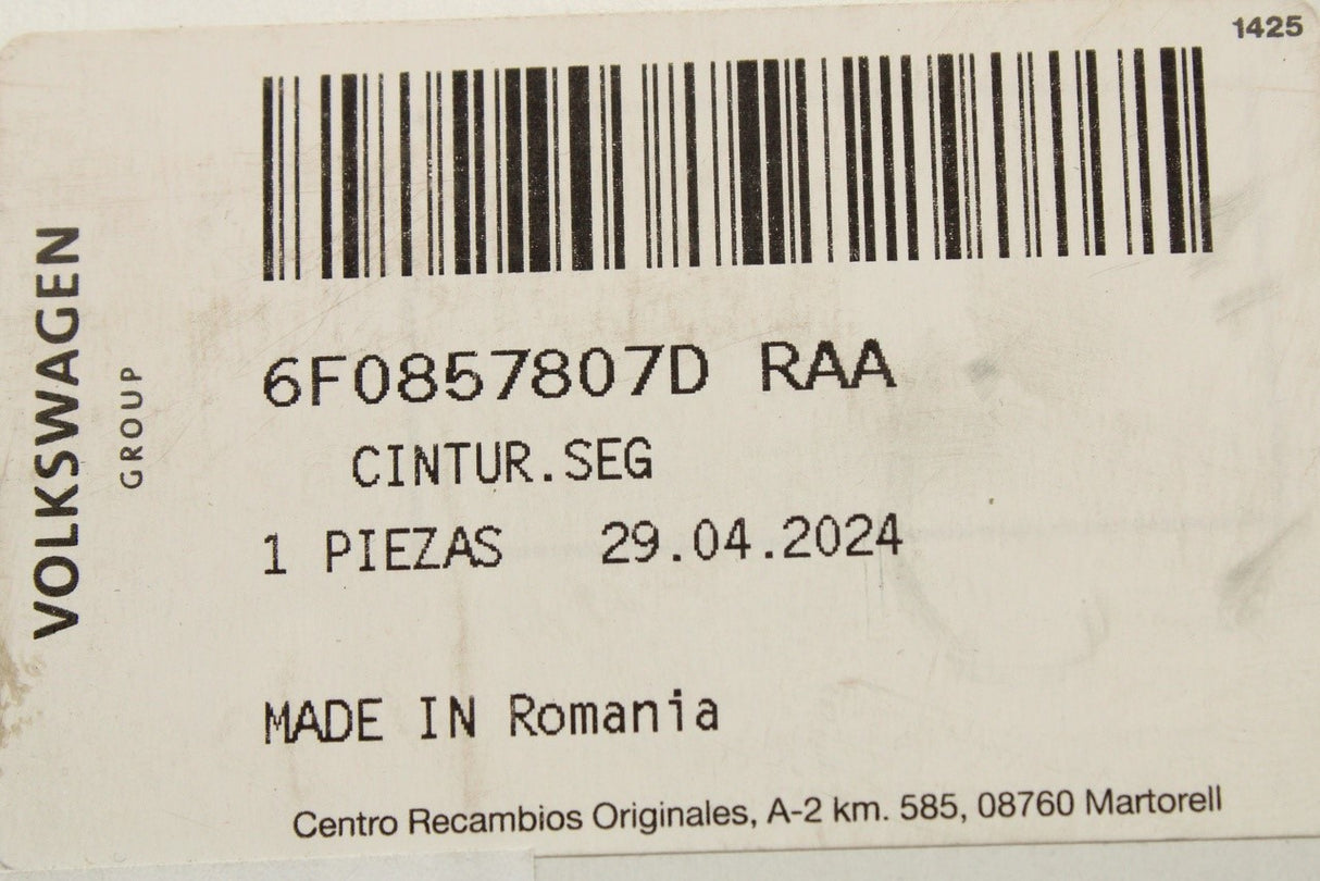 SEAT Arona Ibiza 2018- seat belt buckle (rear centre) 6F0857807D RAA