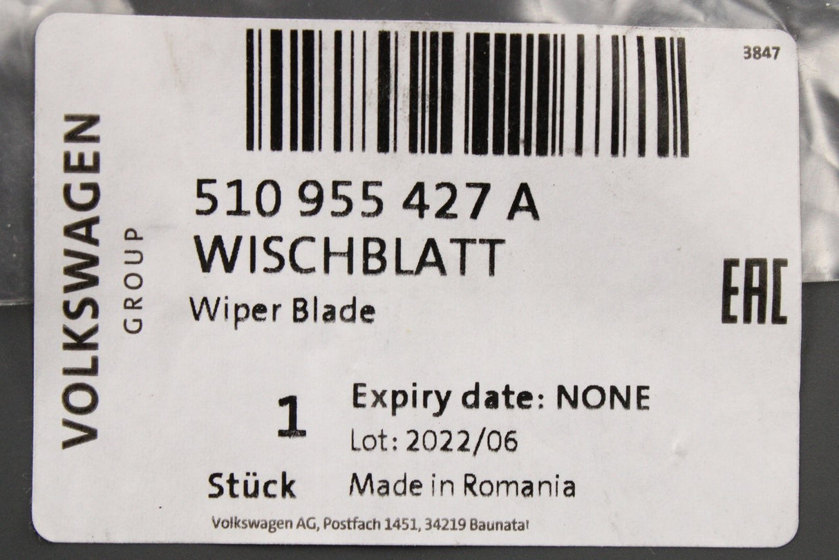 VW Golf SV 2014-on rear window wiper blade 510955427A