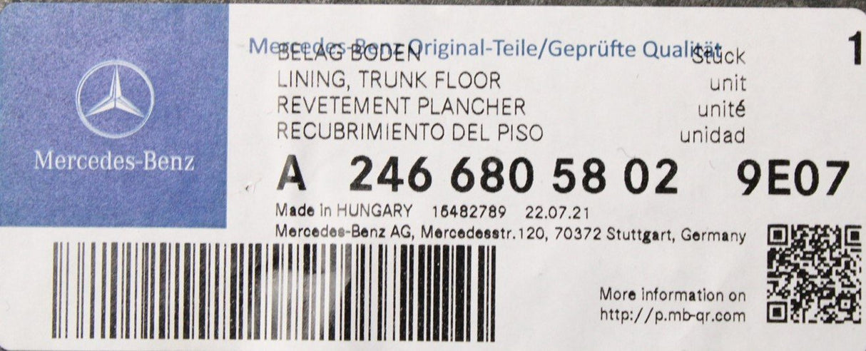 Mercedes-Benz boot floor lining A2466805802649E07