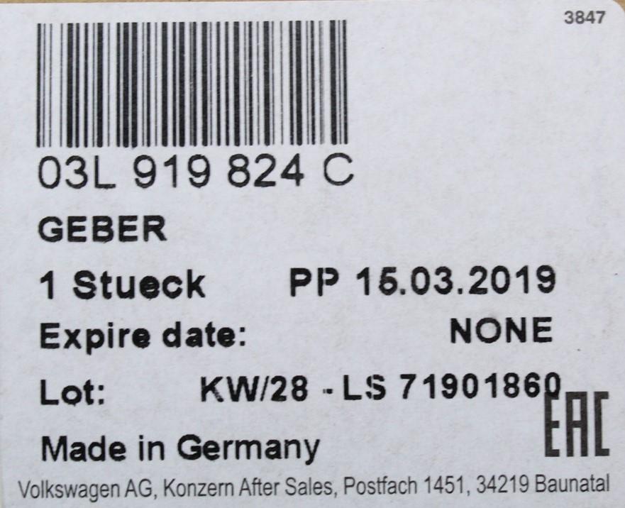 VW Audi Skoda SEAT 2.0 TDI Fuel temperature sensor valve 03L919824C