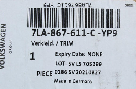 VW T6.1 2020- wing door left hardboard trim with storage 7LA867611C YP9