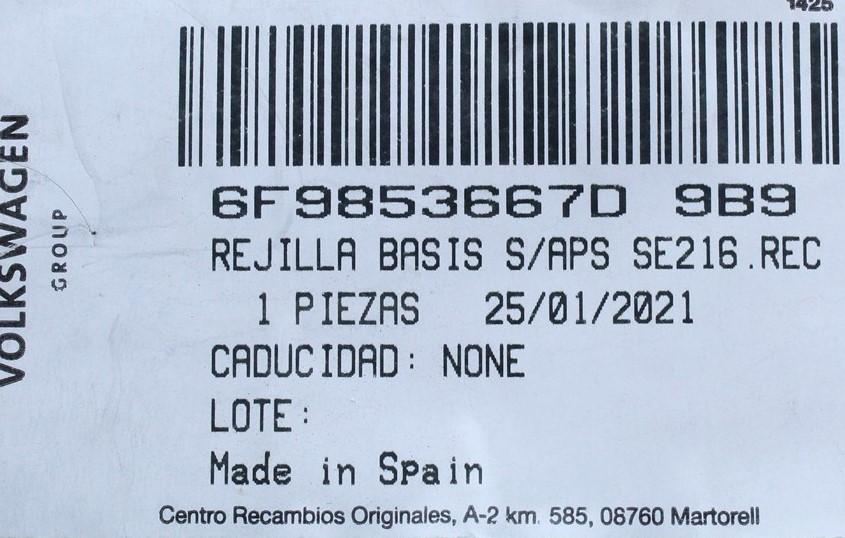 SEAT Arona 18- Front lower centre grill satin black 6F9853667D 9B9