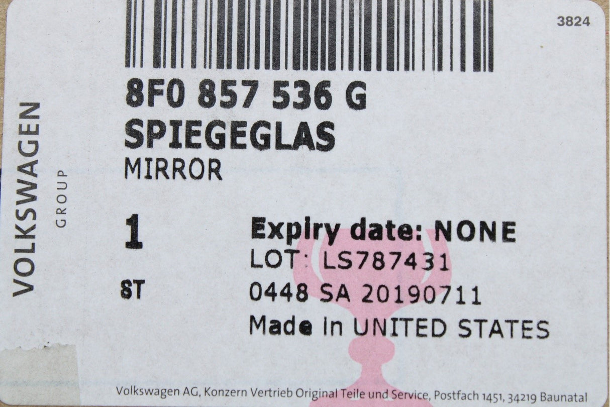 Audi A3 S3 RS3 8P A4 S4 RS4 A5 S5 wing mirror glass (right) 8F0857536G