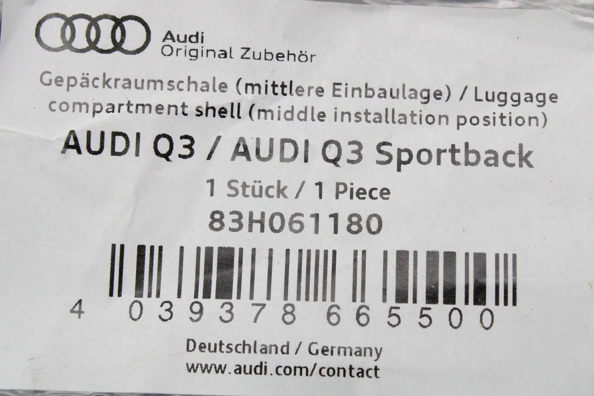 Audi Q3 2025-on luggage compartment boot liner 83H061180