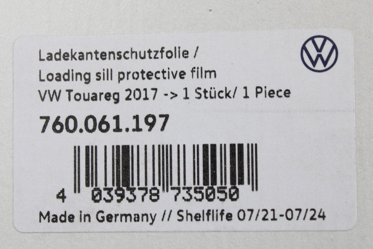 VW Touareg 2018- rear bumper load edge protection film (clear) 760061197