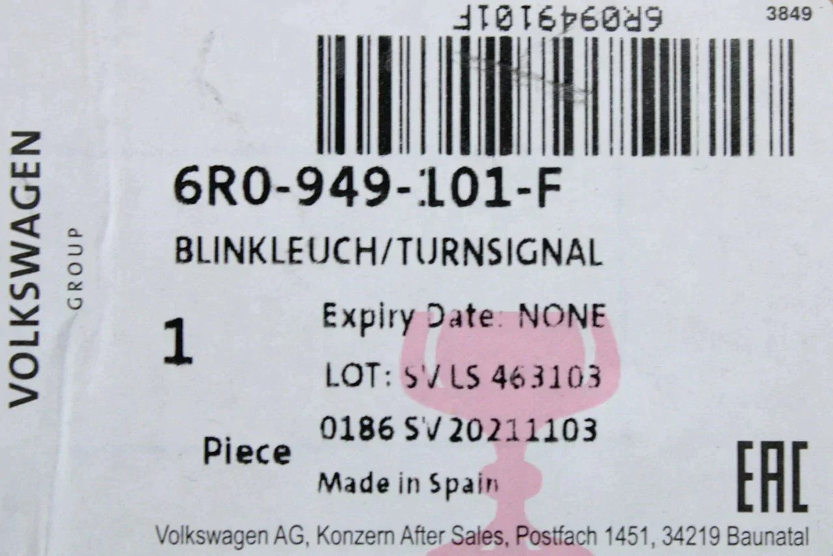 VW Polo Up Skoda SEAT 10-On wing mirror turn indicator (left) 6R0949101F