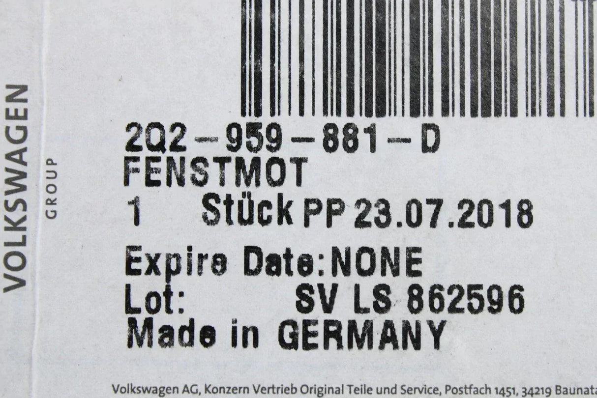 VW Polo AW SEAT Ibiza 2018-On Window motor (Front right-RHD) 2Q2959881D