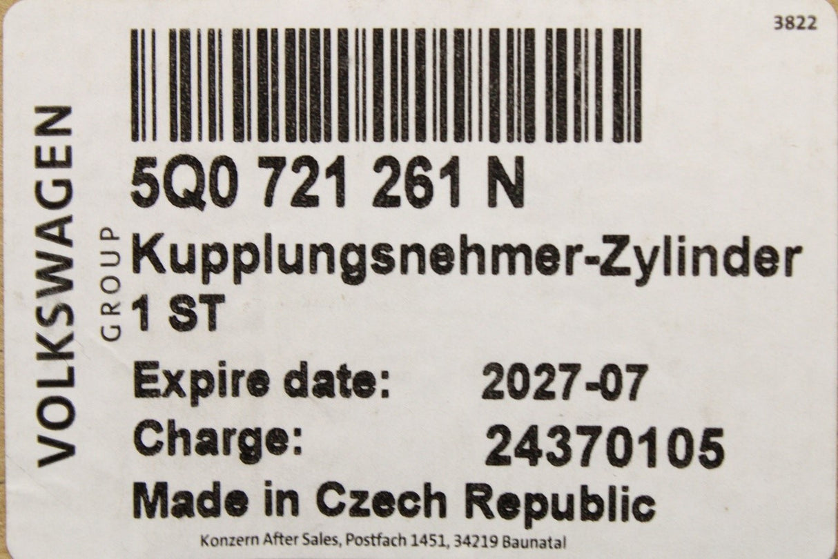 Audi A3 8Y 2020-on Q2 2017-on clutch slave cylinder 5Q0721261N