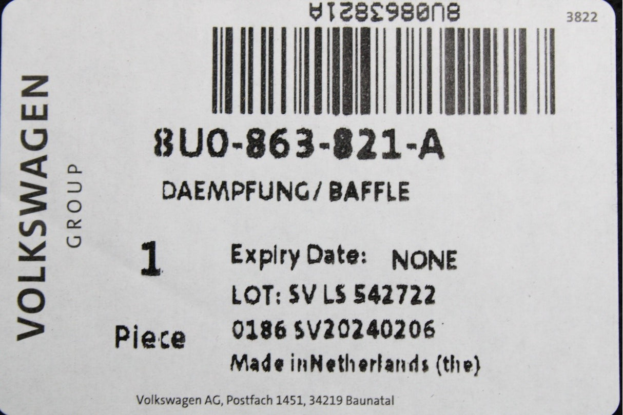 Audi Q3 2012-2018 engine noise insulation undertray 8U0863821A