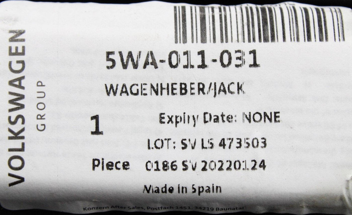 VW Golf MK8 Audi A3 Skoda SEAT spare wheel Jack with handle 5WA011031