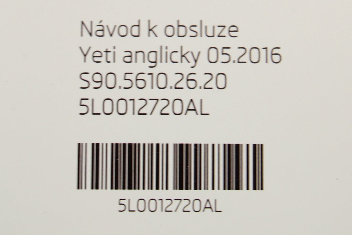 Skoda Yeti 2014-2018 owners manual booklet S9056102620