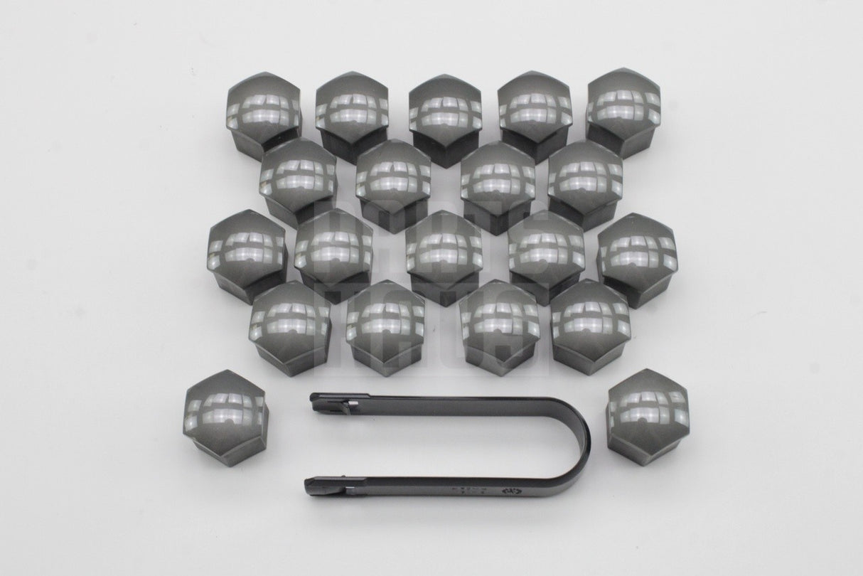 Skoda accessory 17mm grey wheel bolt cover cap set (x20) 000071215P UZ7