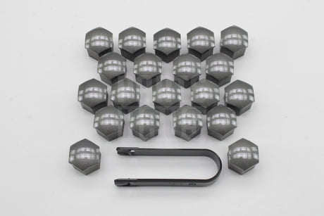Skoda accessory 17mm grey wheel bolt cover cap set (x20) 000071215P UZ7