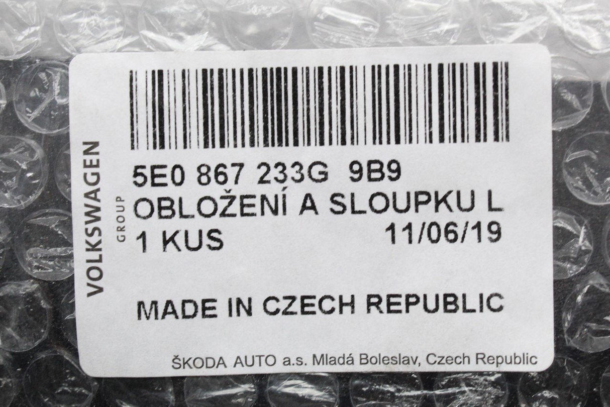 Skoda Octavia 2013-17 Left A-pillar trim satin black 5E0867233G 9B9