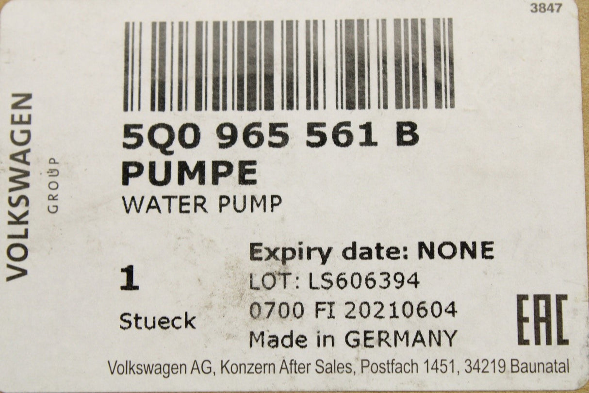 VW Audi Skoda SEAT additional auxiliary water pump 5Q0965561B