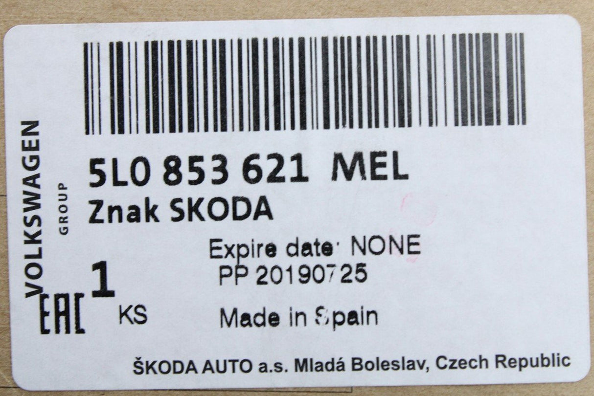 Skoda Yeti 5L 2010-13 tailgate boot lid badge (rear) 5L0853621 MEL