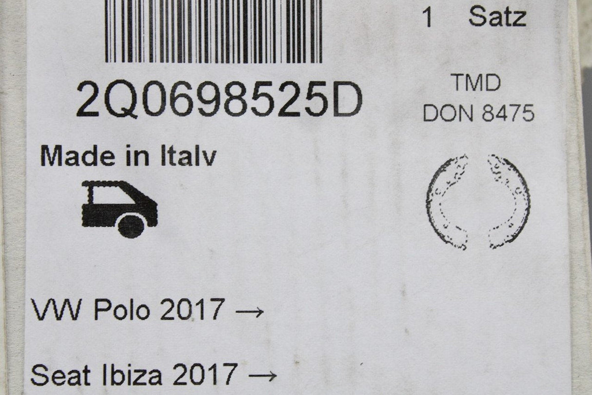 VW Polo AW 2018-on SEAT Ibiza 2018- rear drum brake shoe set 2Q0698525D