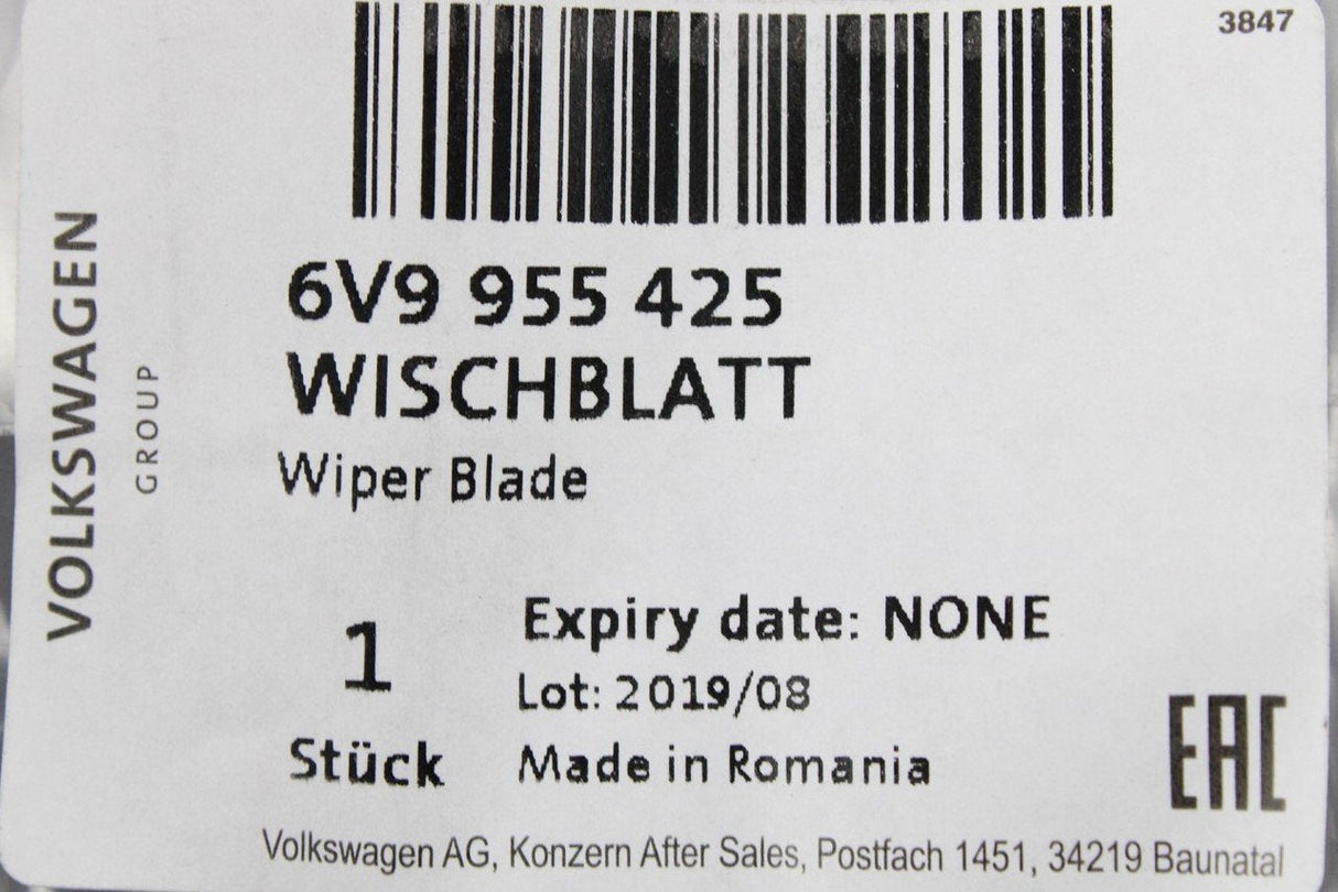 Skoda Fabia Estate 6V 2016-21 rear screen wiper blade 6V9955425