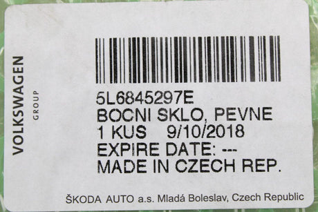 Skoda Yeti 2010-2017 Left rear side window (Tinted) 5L6845297E