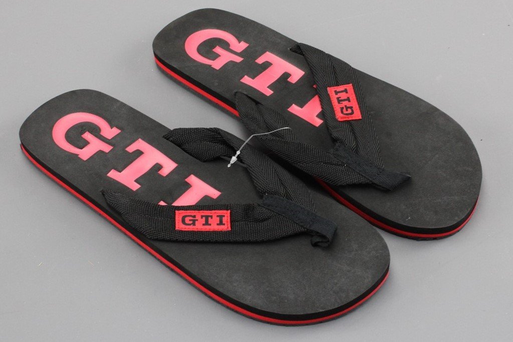 VW GTI collection flip flops in black/red (size 11/12) 5KA084350D, view 1