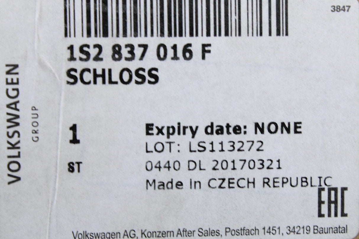 VW Up! 2017-on SEAT Mii front door lock mechanism (right) 1S2837016F