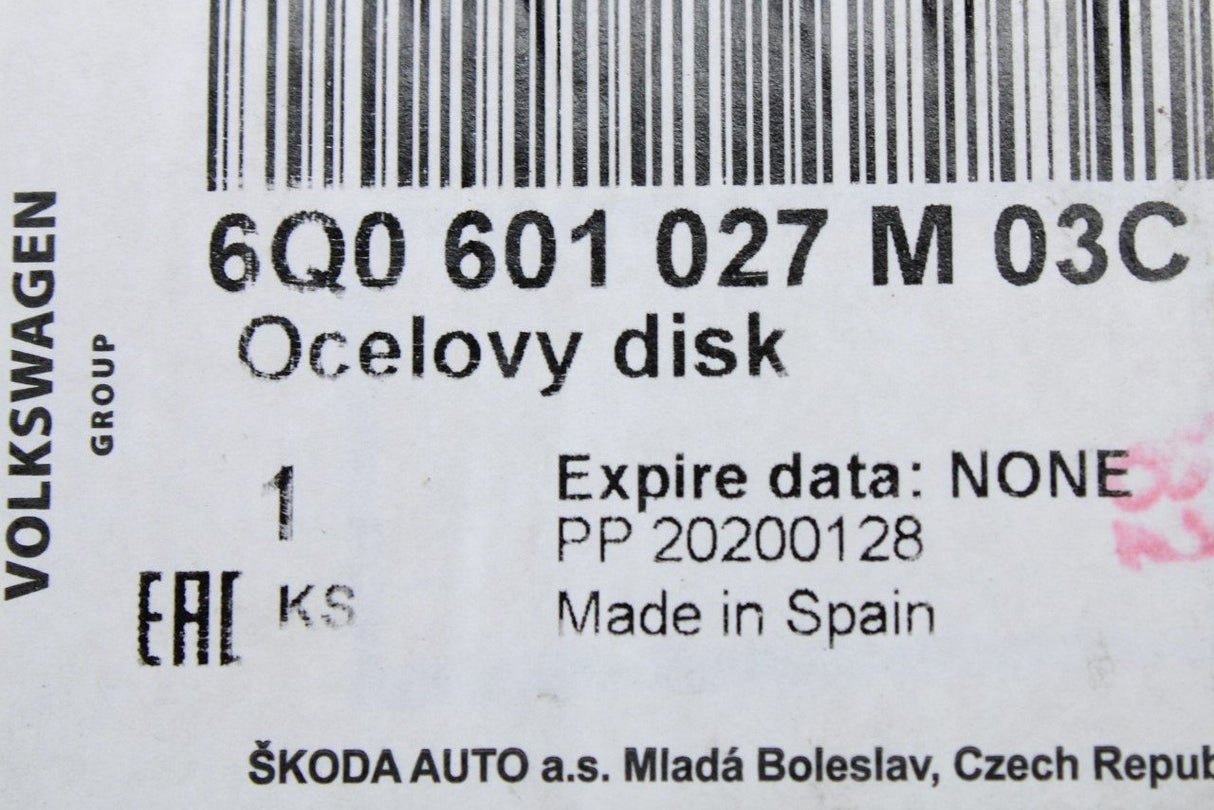 Skoda Fabia 00-15 Roomster 06-15 Steel wheel rim 15x6J 6Q0601027M 03C