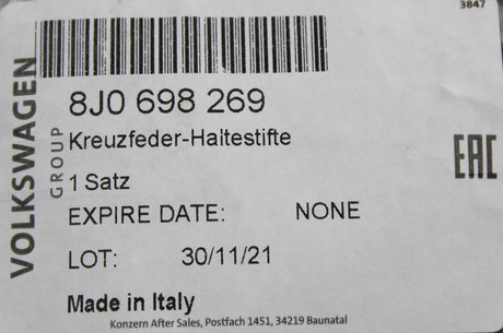 Audi TTRS RS3 SEAT brake calliper pin & spring kit (front) 8J0698269