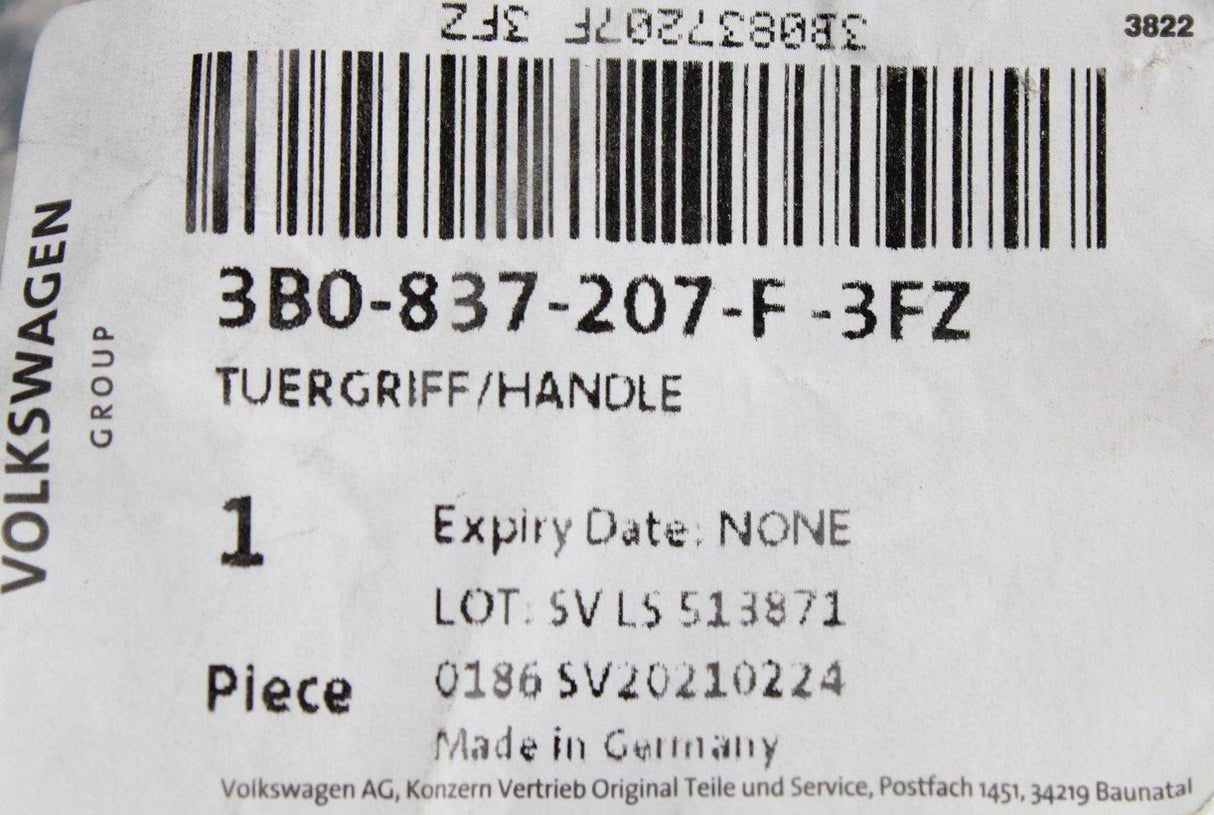 VW Golf MK4 Audi SEAT exterior door handle (front L/R) 3B0837207F 3FZ