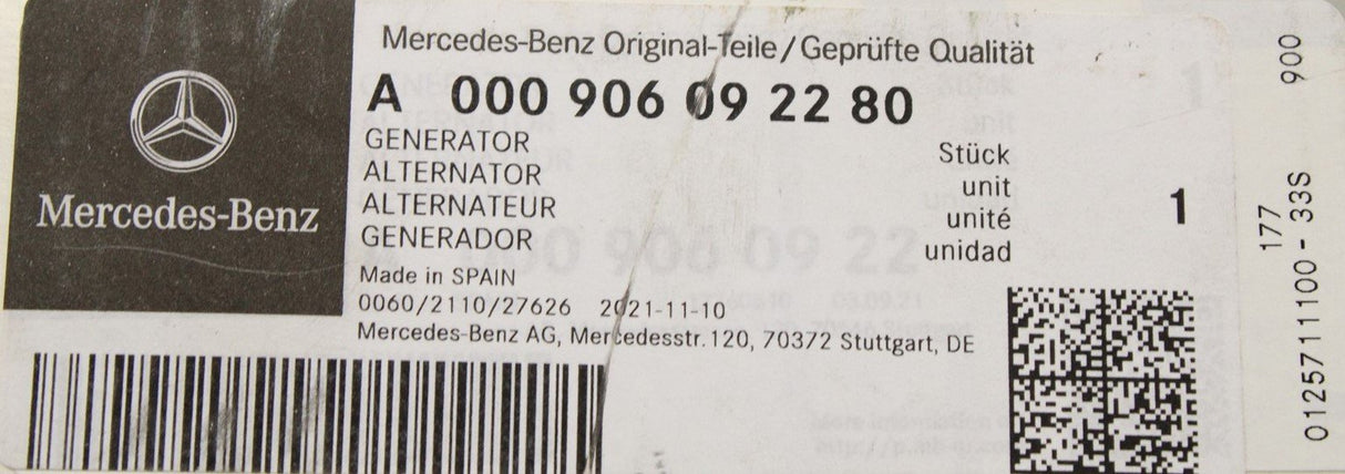 Mercedes-Benz E GLK GLC alternator A000906092280