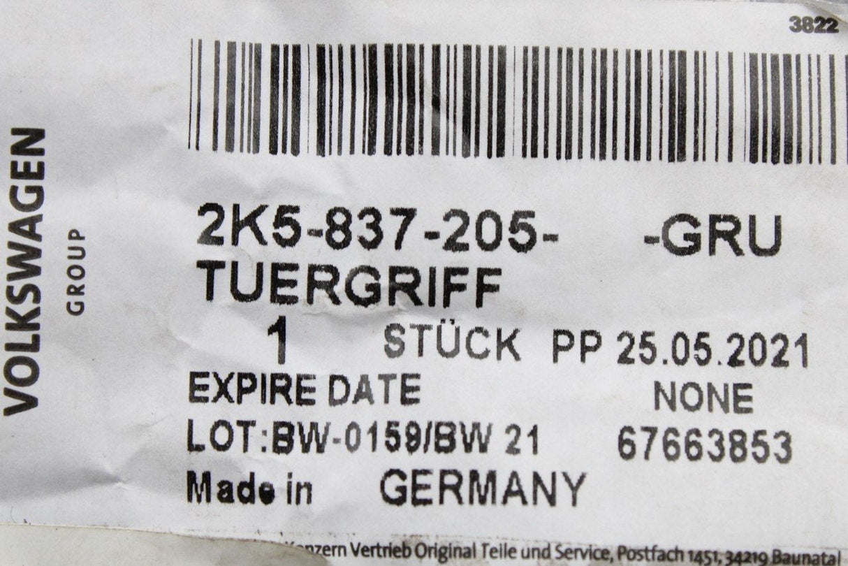 VW Caddy 16-21 left/right exterior door handle (primed) 2K5837205 GRU