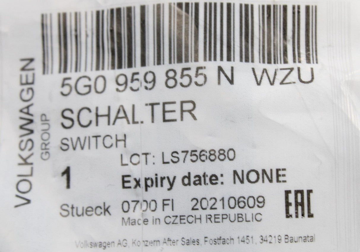 VW Passat SEAT Leon electric window switch (front, left) 5G0959855N WZU