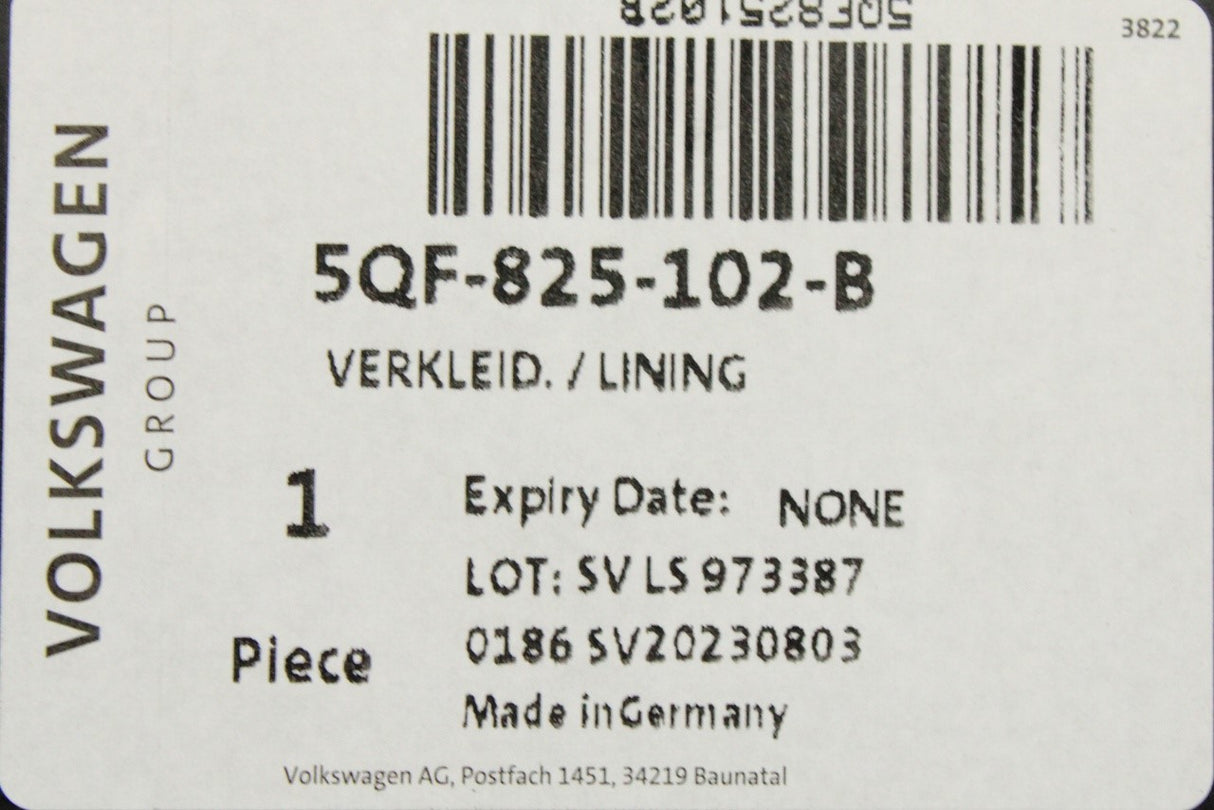 VW Tiguan Audi Q3 RSQ3 Skoda SEAT underbody trim (rear right) 5QF825102B