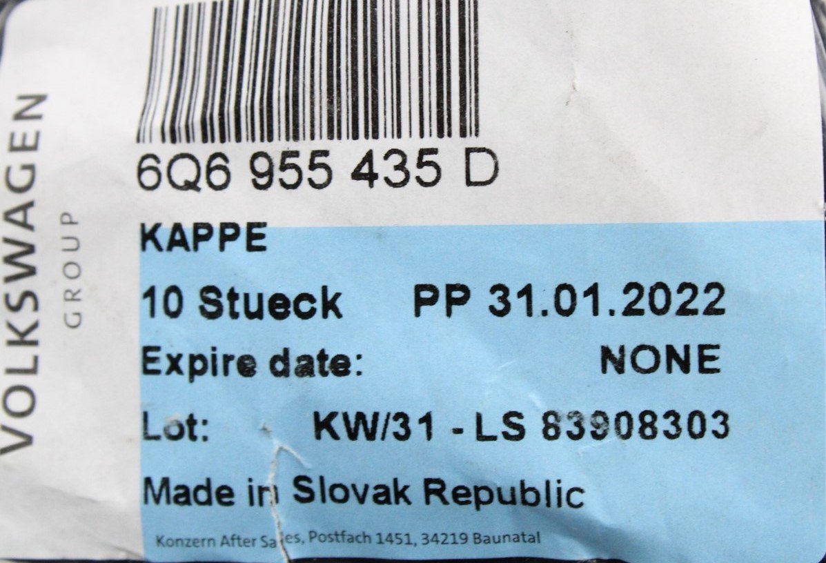VW Transporter T5 T6 Skoda SEAT wiper arm cap cover (rear) 6Q6955435D