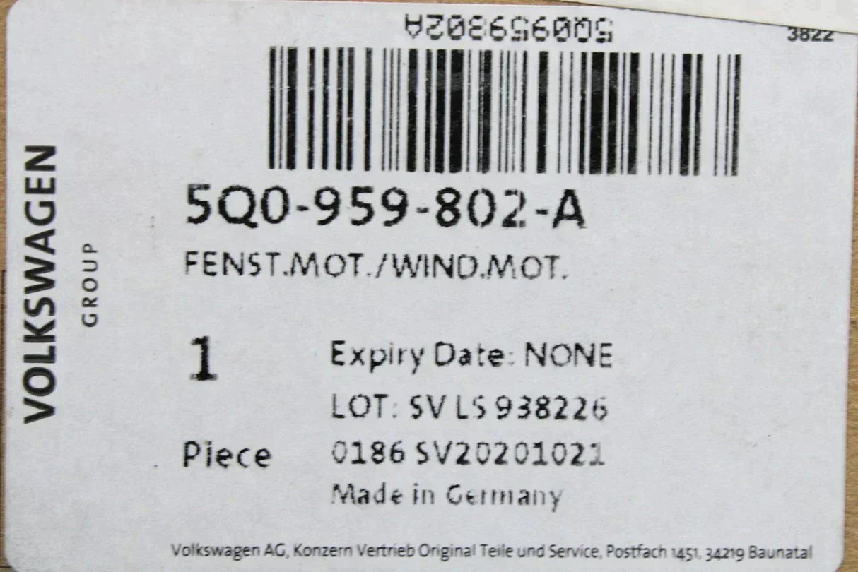 VW Tiguan Touran T-Roc Skoda Superb rear window motor (right) 5Q0959802A
