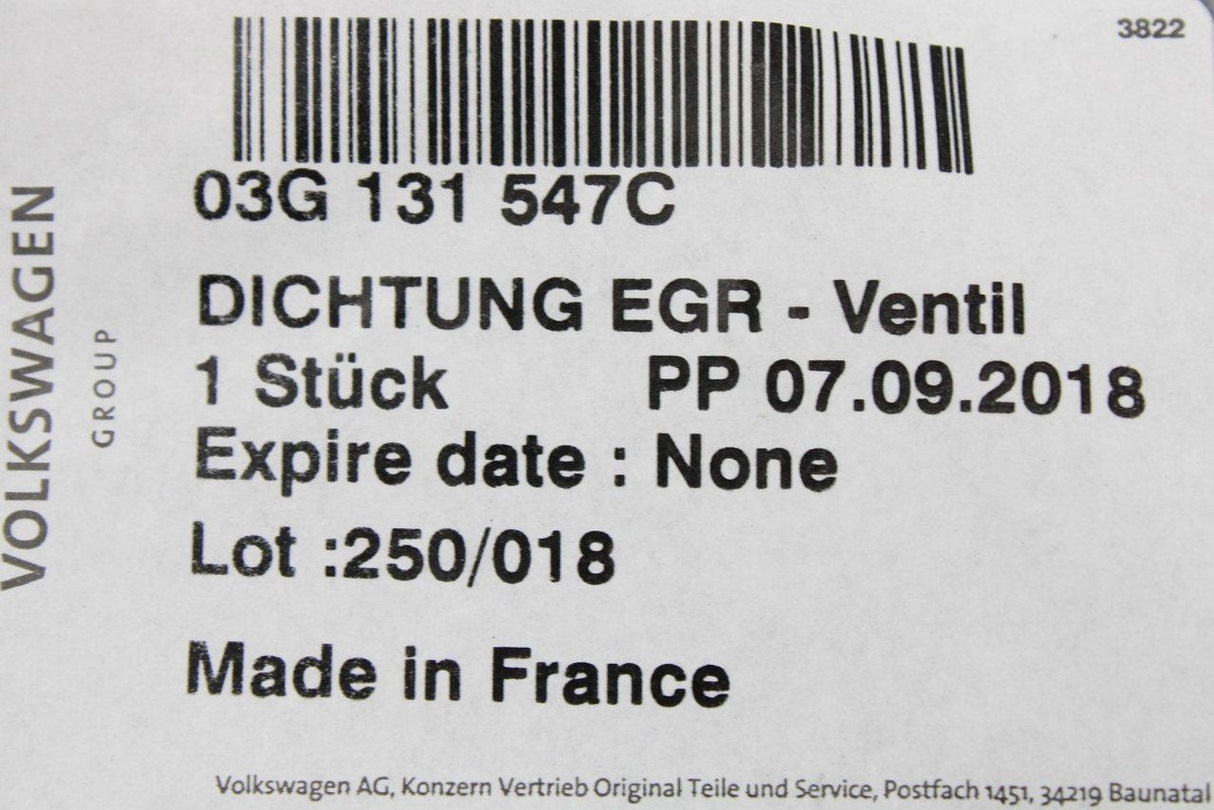 VW Audi Skoda SEAT 2.0 TDI EGR gasket seal 03G131547C