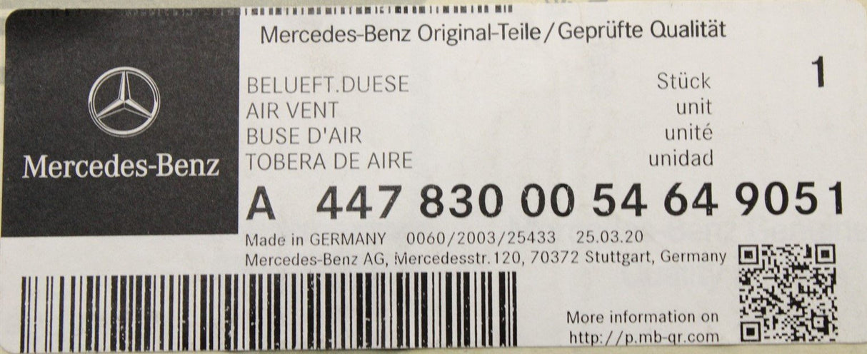 Mercedes-Benz dashboard air vent (outer) A4478300054649051