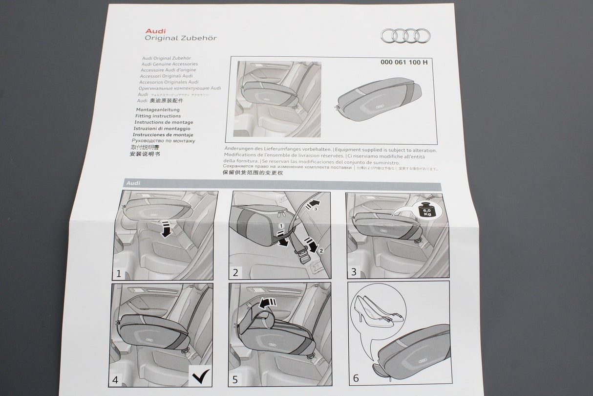 Audi accessory rear seat compartment storage bag 000061100H