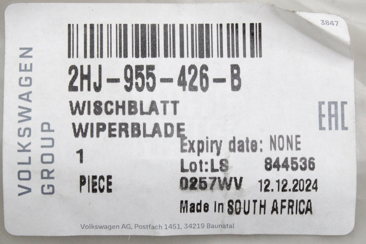 VW Amarok 2023-on RHD passenger wiper blade (x1) 2HJ955426B