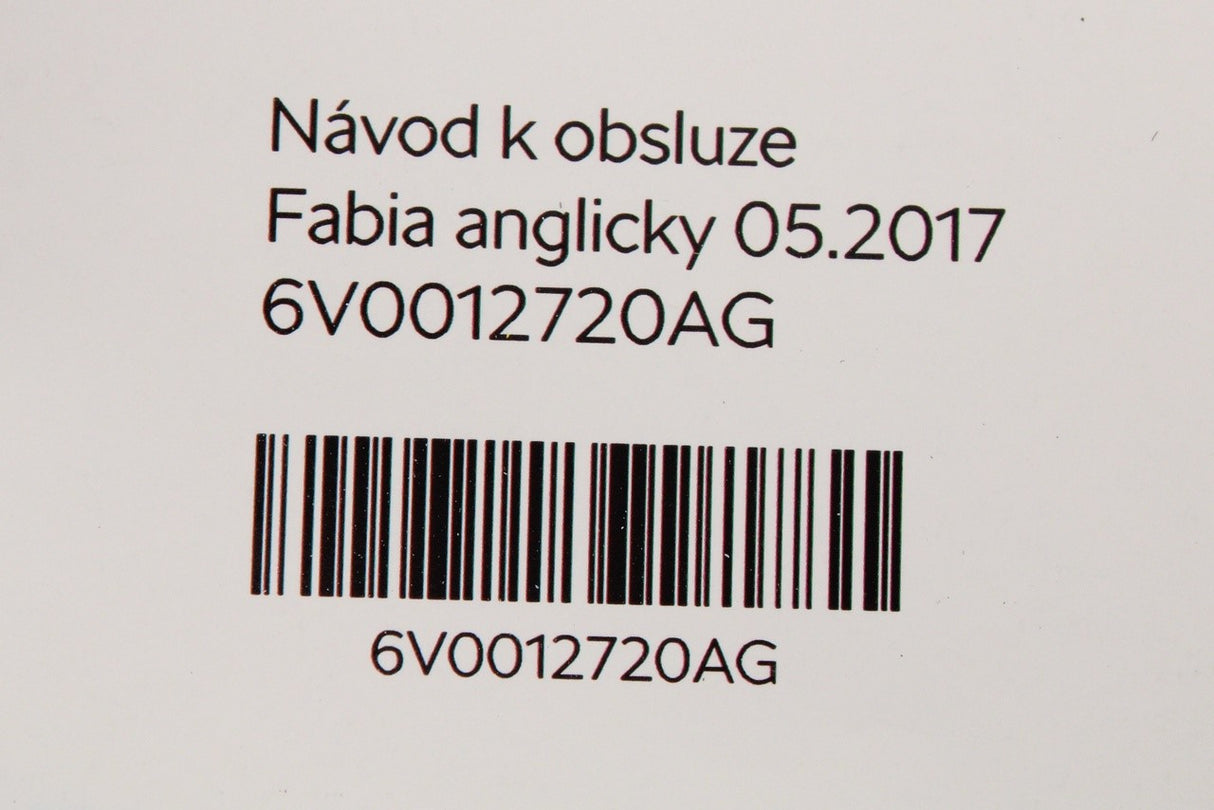 Skoda Fabia 2015-23 owners manual handbook 6V0012720AG
