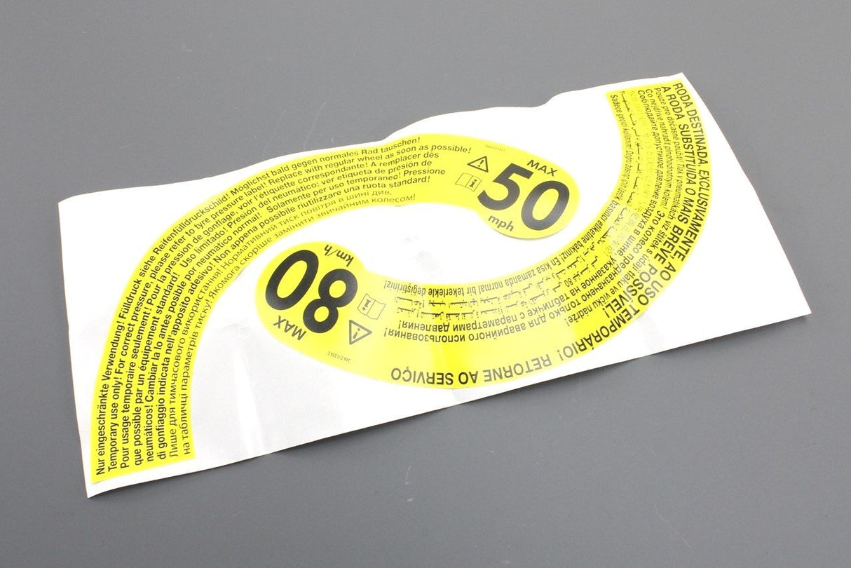VW Audi Skoda SEAT spare wheel sticker (MAX 50MPH) 3AA010006C