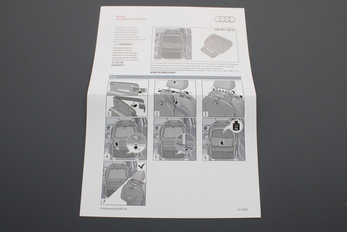 Audi accessory seat backrest storage bag 000061102D