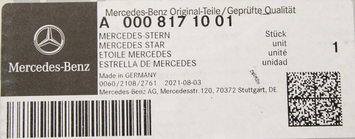 Mercedes-Benz star emblem (chrome) A0008171001
