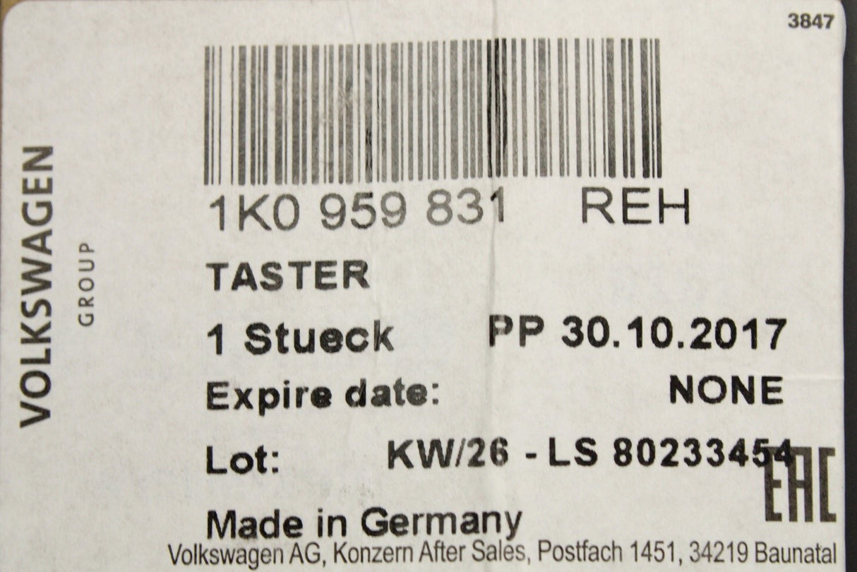 VW Scirocco 09-14 Jetta 11-18 boot lid release switch 1K0959831 REH
