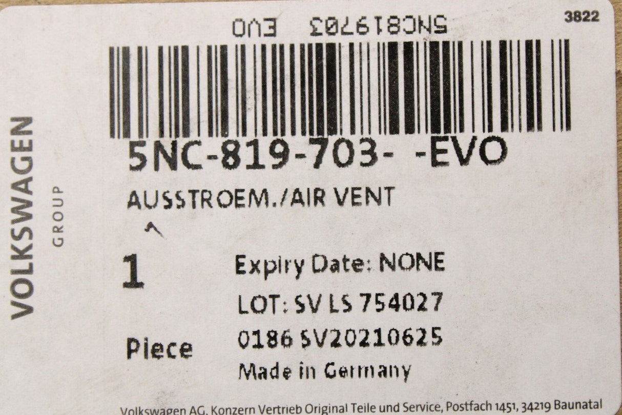 VW Tiguan 2016-on RHD dashboard air vent (left) 5NC819703 EVO