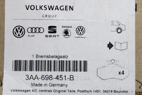 VW Passat B7 CC Sharan Tiguan rear brake pad set (rear) 3AA698451B