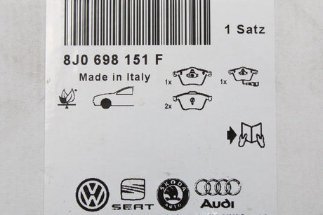 VW Golf R MK6 Scirocco Audi S3 TT Leon front brake pads 8J0698151F